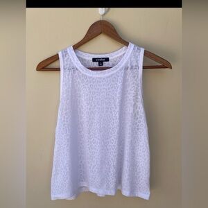 ZOBHA Cheetah Print Cropped Tank Top- White Camo Burnout Sz L